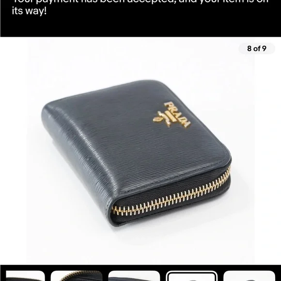 Prada Black Textured Leather Zip Wallet - Picture 8 of 9